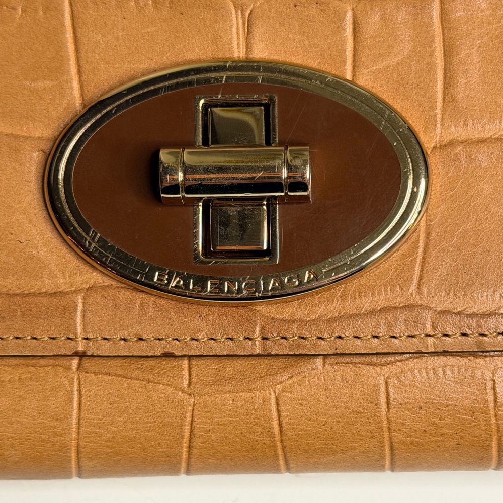 Balenciaga Tan Croc-Embossed Wallet - Picture 3 of 8